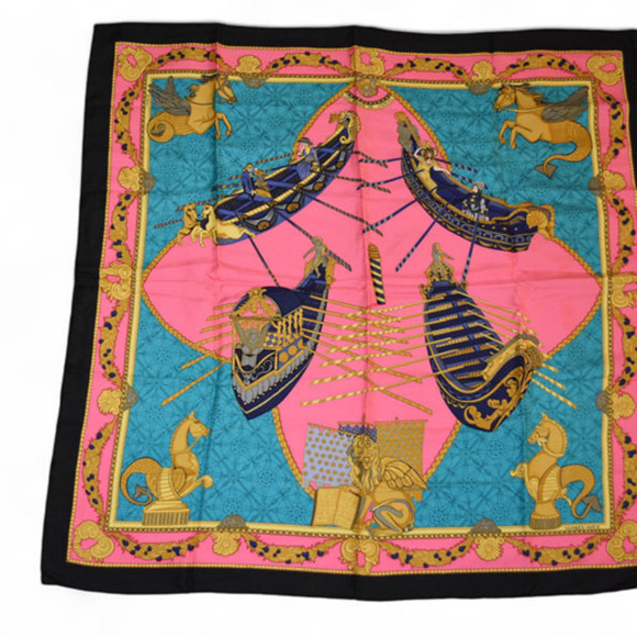 HERMES Black Silk Scarf - Picture 9 of 9